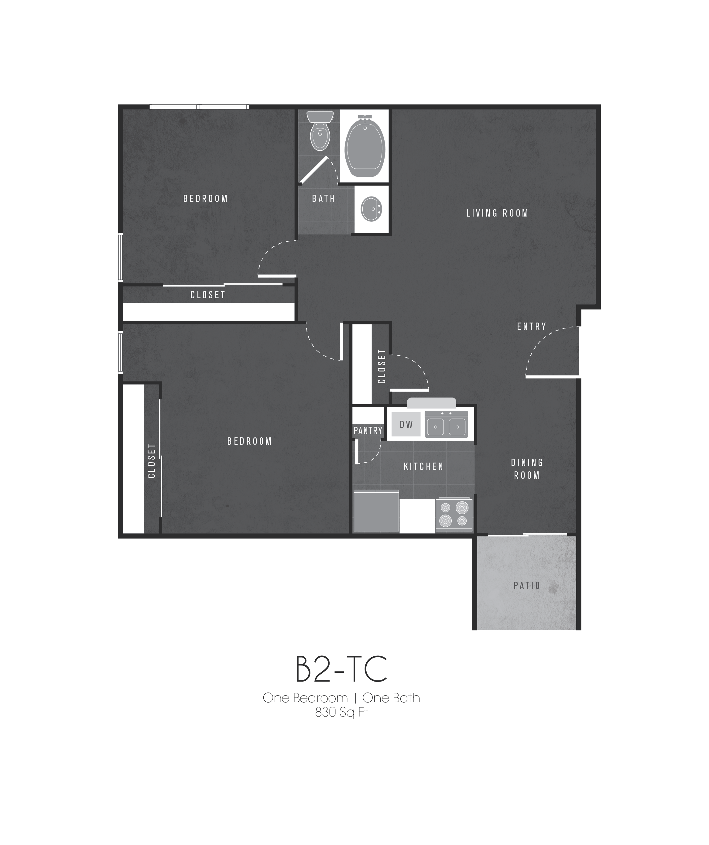 B2 Floor Plan at Soap Factory Apartments, Barvin Management, San Antonio, TX